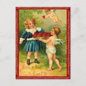Vintages Cupid Valentine Postkarte (Vorderseite)