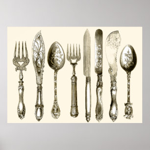 Vintages Cutlery Dining Set Poster