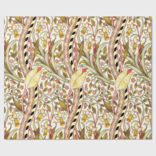 Vintages daffodisches Blumenmuster Geschenkpapier (Flach)