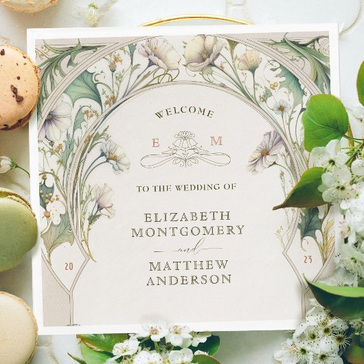 Vintages Daisy Art Nouveau von Alphonse Mucha Serviette