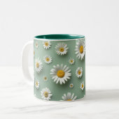 Vintages Daisy Blume Muster Zweifarbige Tasse (Vorderseite Links)