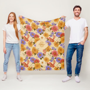 Vintages Daisy Floral Muster (2) Fleecedecke
