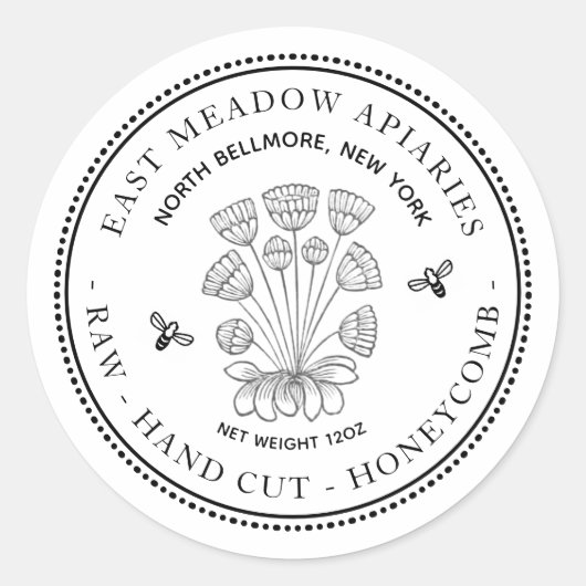 Vintages Daisy-Honigwabenhoniglabel Runder Aufkleber (Vorderseite)