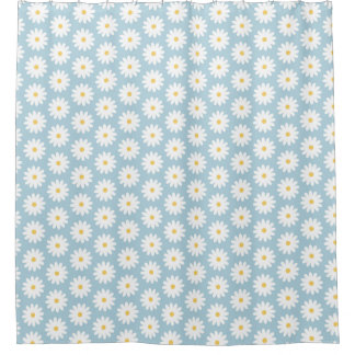 Vintages Daisy-Muster in Blau und Weiß  Duschvorhang