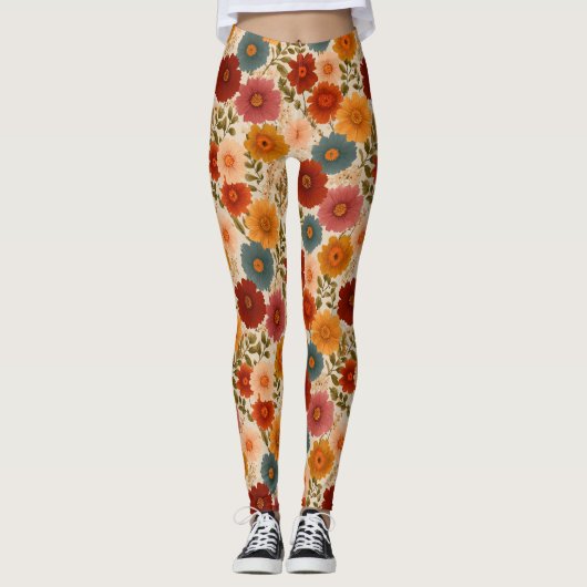 Vintages Daisy-Muster Leggings (Vorderseite)