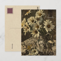 Vintages Daisy Wildblume Muster Altes Sepia Foto