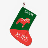 Vintages Dala Horse Kleiner Weihnachtsstrumpf (Vorderansicht (hängend))