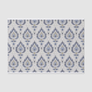 Vintages Damask-Muster in Blautönen Seidenpapier