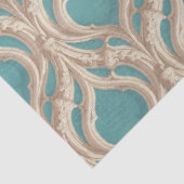 Vintages Damask Muster Türkis Blau Elfenbeinchic Seidenpapier (Ausschnitt)