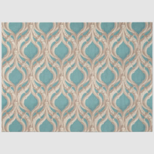 Vintages Damask Muster Türkis Blau Elfenbeinchic Seidenpapier