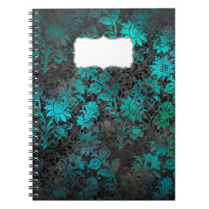 Vintages Damask-Notebook, elegantes Blumenblatt Notizblock