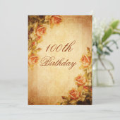 Vintages Damask Shabby Chic Peach Rose 100. Einladung (Stehend Vorderseite)