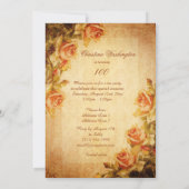 Vintages Damask Shabby Chic Peach Rose 100. Einladung (Rückseite)