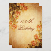Vintages Damask Shabby Chic Peach Rose 100. Einladung (Vorne/Hinten)