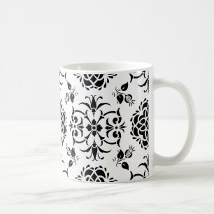 Vintages Damasken-Muster im Schwarzweiß-Stil Kaffeetasse