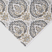 Vintages Damasken-Muster in Beige und Grau Seidenpapier (Ausschnitt)