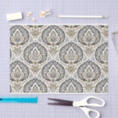 Vintages Damasken-Muster in Beige und Grau Seidenpapier (Handwerk)