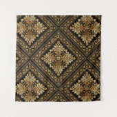 Vintages Damaskmuster - Schwarz und Gold Wandteppich (Vorderseite)