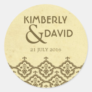 Vintages Damaskus-Hochzeitslabel Runder Aufkleber