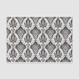 Vintages Damaskusmuster in Grau- und Beigetönen Seidenpapier