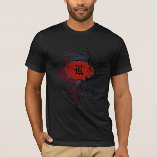 Vintages Damaskusmuster mit Monogram Letter R T-Shirt (Vorderseite)