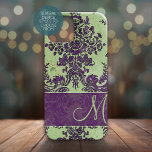 Vintages Damaskusmuster mit Monogramm iPhone 12 Mini Hülle<br><div class="desc">Ein Blumengarten mit einem Bereich für Ihren Anfang.</div>