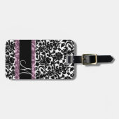 Vintages Damaskusmuster mit Monogramm Gepäckanhänger (Vorderseite horizontal)