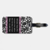 Vintages Damaskusmuster mit Monogramm Gepäckanhänger (Rückseite horizontal)