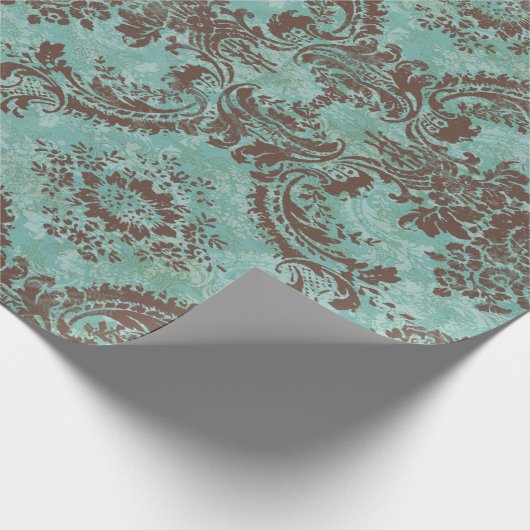 Vintages Damaskusmuster mit Monogramm Geschenkpapier (Ecke)