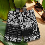 Vintages Damaskusmuster mit Monogramm Schwarz-weiß Gepäckanhänger<br><div class="desc">Eine elegante Art zu reisen - mit schwarz-weißen Damasken. Fügen Sie auf der Vorderseite Ihren Namen oder Ihre Monogramme hinzu. Auf der Rückseite befindet sich ein Bereich zum Hinzufügen von Kontaktinformationen.</div>