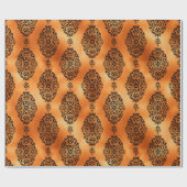 Vintages Damasmuster für Schwarz und Kupfer Geschenkpapier (Flach)