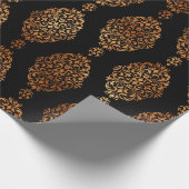 Vintages Damasmuster für Schwarz und Kupfer Geschenkpapier (Ecke)