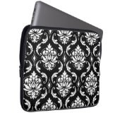 Vintages Damast-Schwarzweiss-Muster Laptopschutzhülle (Vorne Rechts)