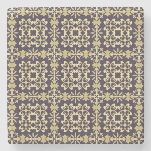 Vintages Damastmuster der Kunst, golden Steinuntersetzer (Vorderseite)