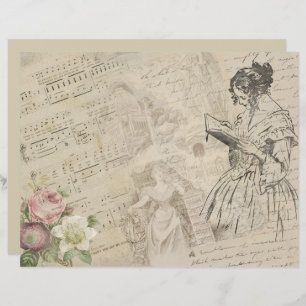 Vintages Dame Script - Musikblatt - Scrapbook Pape