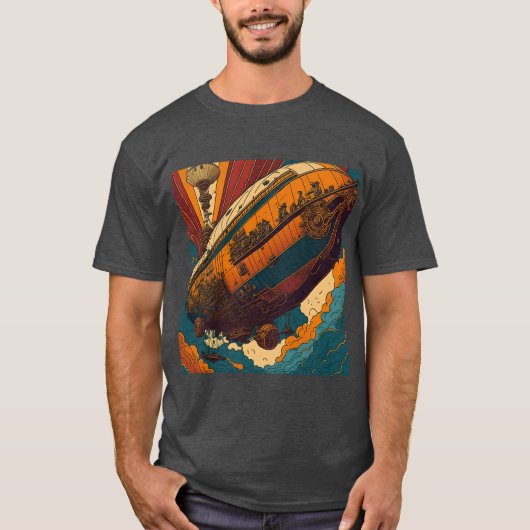 Vintages Dampfflugschiff-Adventure T-Shirt (Vorderseite)