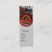 VINTAGES DAMPFLOKOMOTIVE RUBY GEMSTONE MONOGRAMM MINI VISITENKARTE (Vorderseite)