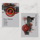 VINTAGES DAMPFLOKOMOTIVE RUBY GEMSTONE MONOGRAMM VISITENKARTE (Vorne/Hinten)