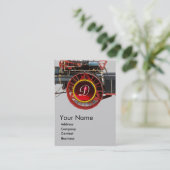 VINTAGES DAMPFLOKOMOTIVE RUBY GEMSTONE MONOGRAMM VISITENKARTE (Stehend Vorderseite)