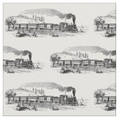 Vintages Dampfzug-Illustrationsmuster Stoff (Nahaufnahme)