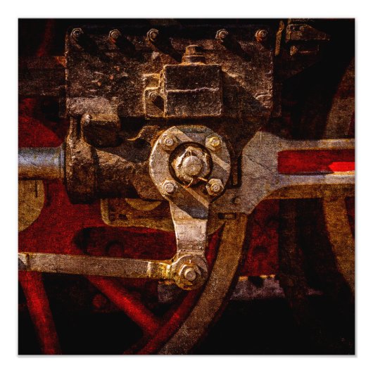 Vintages Dampfzuggetriebe Fotodruck (Vorne)