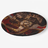 Vintages Dampfzuggetriebe Pappteller (Schrägansicht)