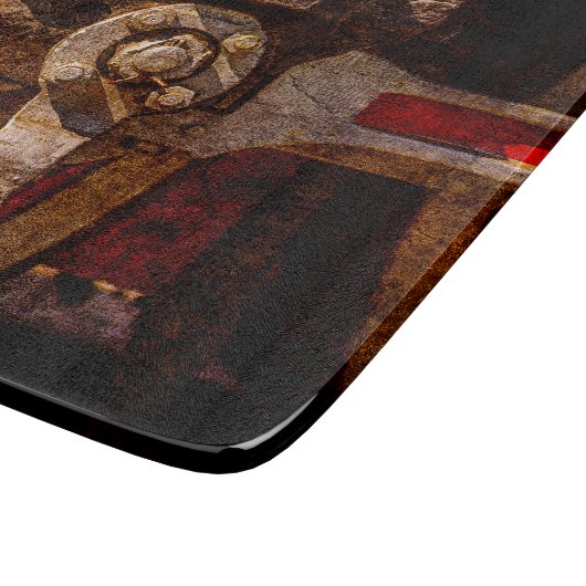 Vintages Dampfzuggetriebe Schneidebrett (Ecke)