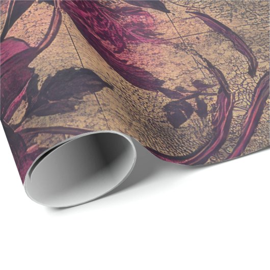 Vintages Dark Gothic Map Geschenk Geschenkpapier (Rolleneckpunkt)