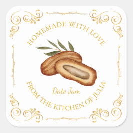 Vintages Datum Jam Square Quadratischer Aufkleber