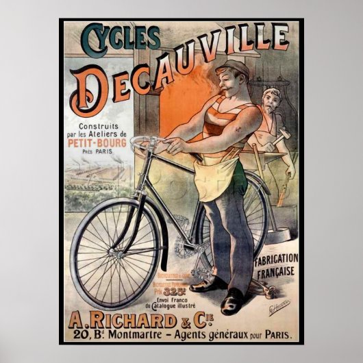 Vintages Decauville Cycles Bicycle Ad Art Poster (Vorne)