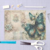 Vintages Dekopapier zur Dekodierung von grünen Sch Seidenpapier (Handwerk)