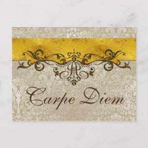 Vintages Dekorantik Gold + Text Postkarte
