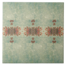 Vintages Dekorations-Duo: Grün und Rotbraun Fliese