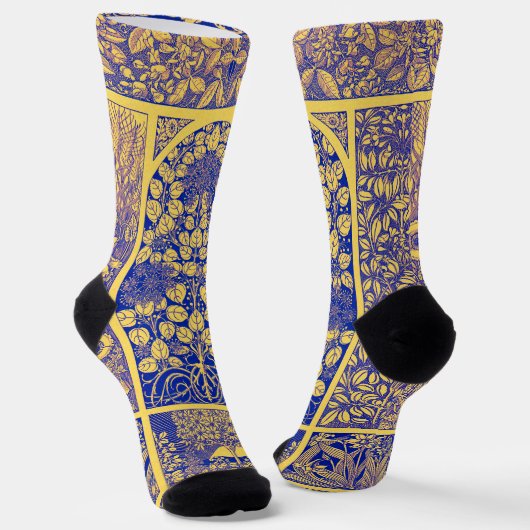 Vintages Dekorationsmuster im botanischen Jugendst Socken (Gewinkelt)